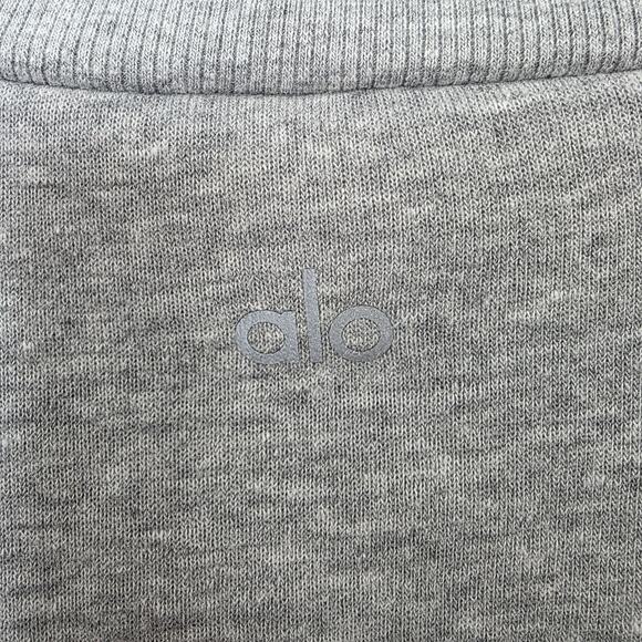 Alo Yoga Gray Sporty Fleece Athleisure Neutral Turtleneck Pullover Size Small - Picture 5 of 6
